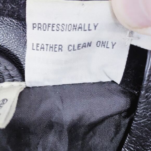 Newport News Women’s Leather Jacket L Retro Minimalist Genuine Black Button Down - Picture 8 of 8